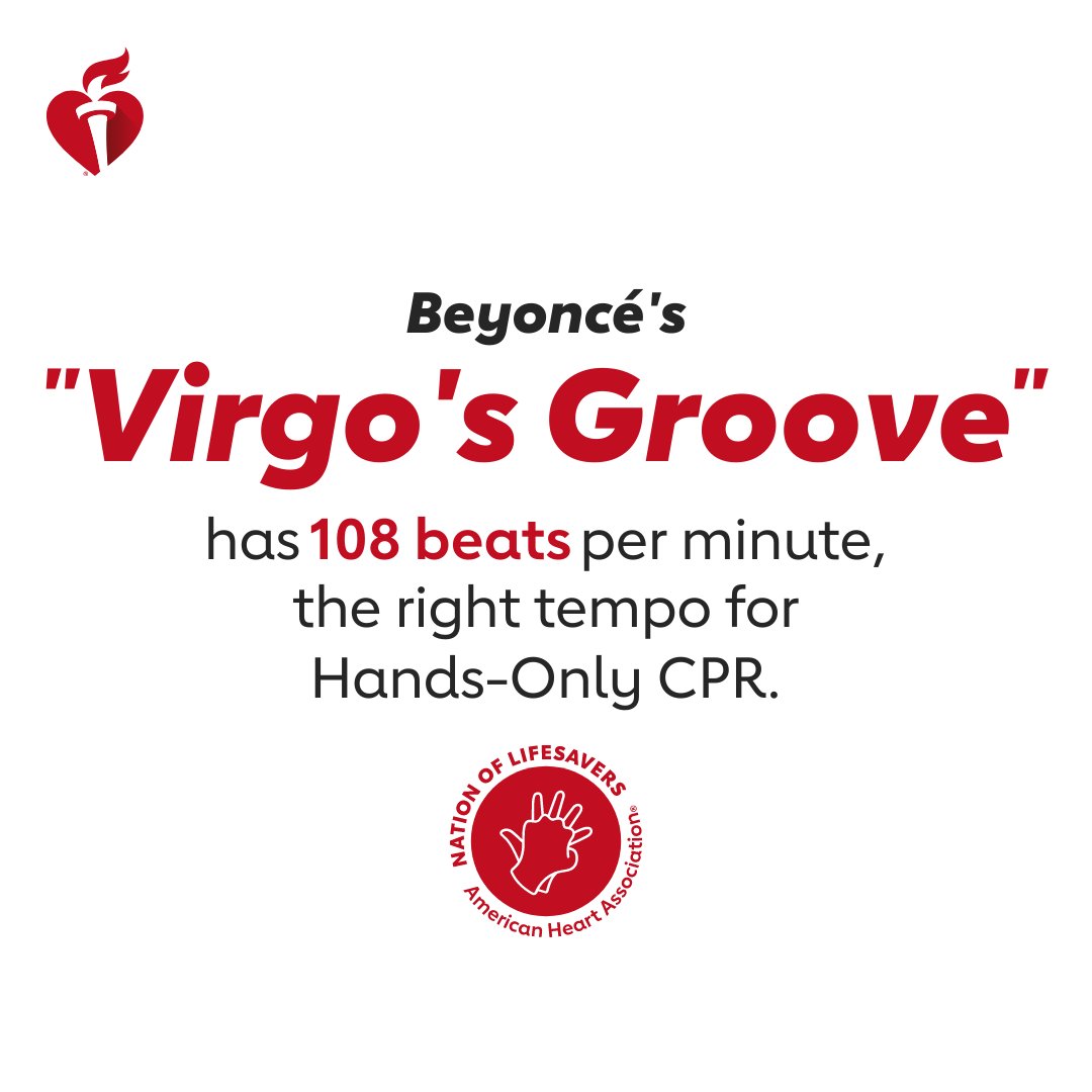 When your @Beyonce obsession could help you save a life. 🎶🙌✨ Hands-Only CPR has just 2 steps: If you see a teen or adult collapse, call 911 and push hard & fast at 100-120 beats per minute. #RenaissanceWorldTour #NationofLifesavers