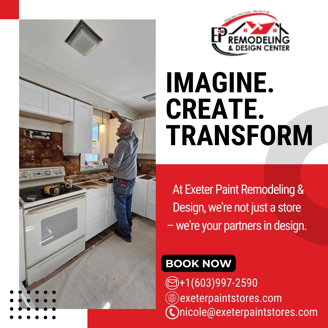 exeterpaint's tweet image. Imagine. Create. Transform. 

At Exeter Paint Remodeling &amp;amp; Design, we&apos;re more than just a store – we&apos;re your partners in design. 

Book now and let&apos;s turn your vision into reality! 🎨✨ 

#DesignPartners #ImagineCreateTransform #BookNow