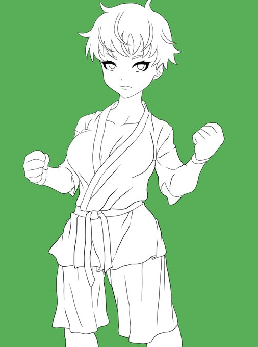 #慚愧の街 
やはりヒロインの一人空手少女の立ち絵を描き直すことにしました
そうしろと僕のゴーストが囁くので… 