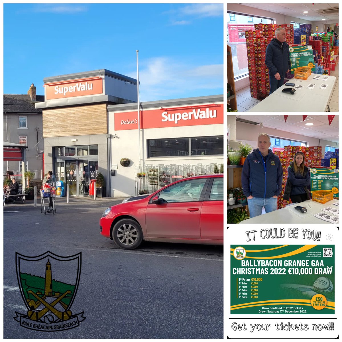 BBGCamogie's tweet photo. 𝙏𝙄𝙈𝙀 𝙄𝙎 𝙁𝙇𝙔𝙄𝙉𝙂 𝘽𝙔…
Just 2 weeks left until 1 lucky person wins €10,000 𝘼𝙉𝘿 also 5 €1,000 cash prize

We’re in SuperValu Cahir today. You might just purchase that winning ticket today!!!

Need a ticket online 
Click link below 👇🏻

https://t.co/KdOliA9e7Z https://t.co/IAtYjT43iy