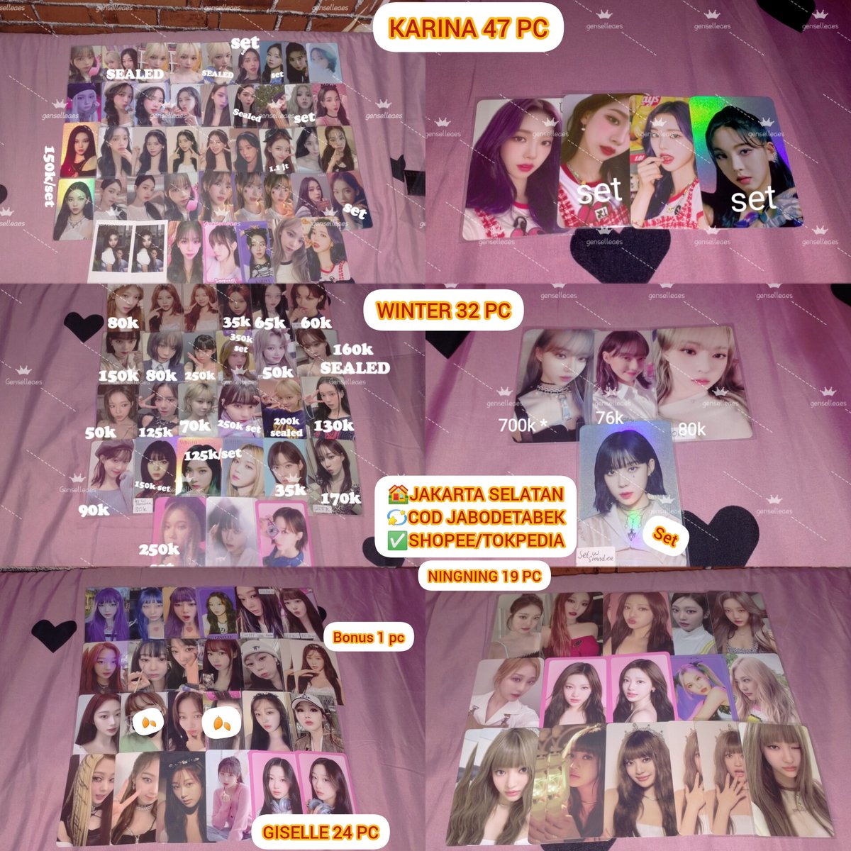 WTS AESPA PHOTOCARD
Karina,Winter, Giselle, Ningning
TAKE ALL
🏡Indonesia
💸12,000k (Nego allowed)
✅Proofs
🌍 ww, have INA address
👉Details on thread
❌Sensitive

Want To Sell aespa pc
Tags: #ตลาดนัดaespa #ตลาดนัดเอสป้า #aespasale #pasaraespa lfb venda/vendo, buyer, sell ⭕