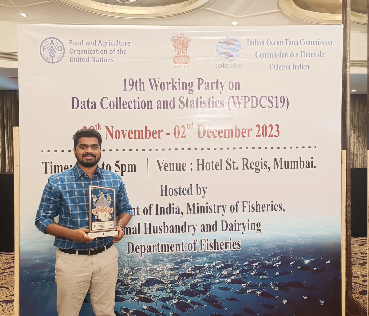 A Working Party on Data Collection and Statistics (#WPDCS19) meeting of Indian Ocean Tuna Commission (#IOTC), is being held in Mumbai from 28th Nov to 2nd Dec 2023 and hosted by the Department of Fisheries, Government of India. #PMMSY #DataForFisheries