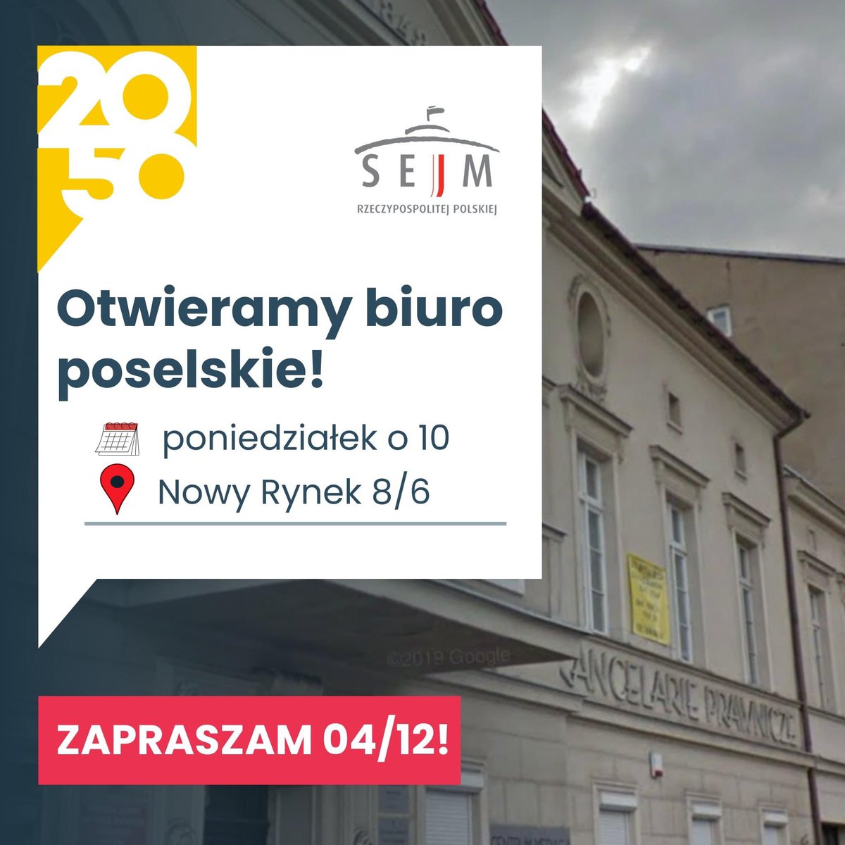 Norbert Pietrykowski (@npietrykowski50) on Twitter photo Już w najbliższy poniedziałek 4️⃣ grudnia otwieramy dla was podwoje naszego biura poselskiego! 📣
🔔 Otwieramy je
📆 od poniedziałku do czwartku
⌚️ w godzinach 10:00 - 14:00
📍 Nowy Rynek 8/6, Bydgoszcz
☎️ 785 777 933
📧 biuro@norbertpietrykowski.pl
#Bydgoszcz #biuroposelskie Już w najbliższy poniedziałek 4️⃣ grudnia otwieramy dla was podwoje naszego biura poselskiego! 📣
🔔 Otwieramy je
📆 od poniedziałku do czwartku
⌚️ w godzinach 10:00 - 14:00
📍 Nowy Rynek 8/6, Bydgoszcz
☎️ 785 777 933
📧 biuro@norbertpietrykowski.pl
#Bydgoszcz #biuroposelskie