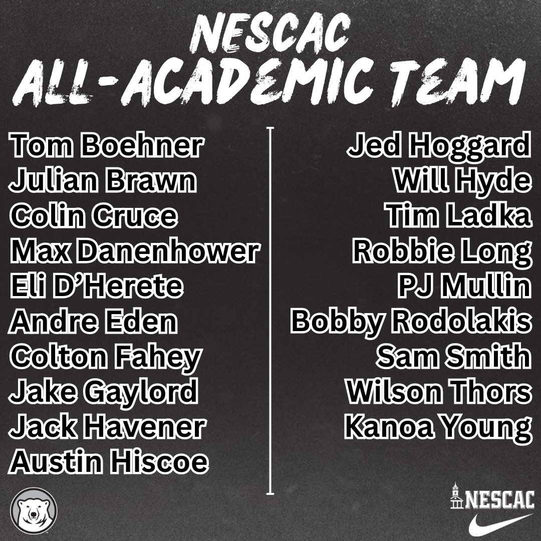 Congratulations to the Polar Bears who made the NESCAC all-academic team this fall! We are proud of your work on and off the field. 📚🐻‍❄️ #theHunt🐾 #NESCAC #bowdoincollege