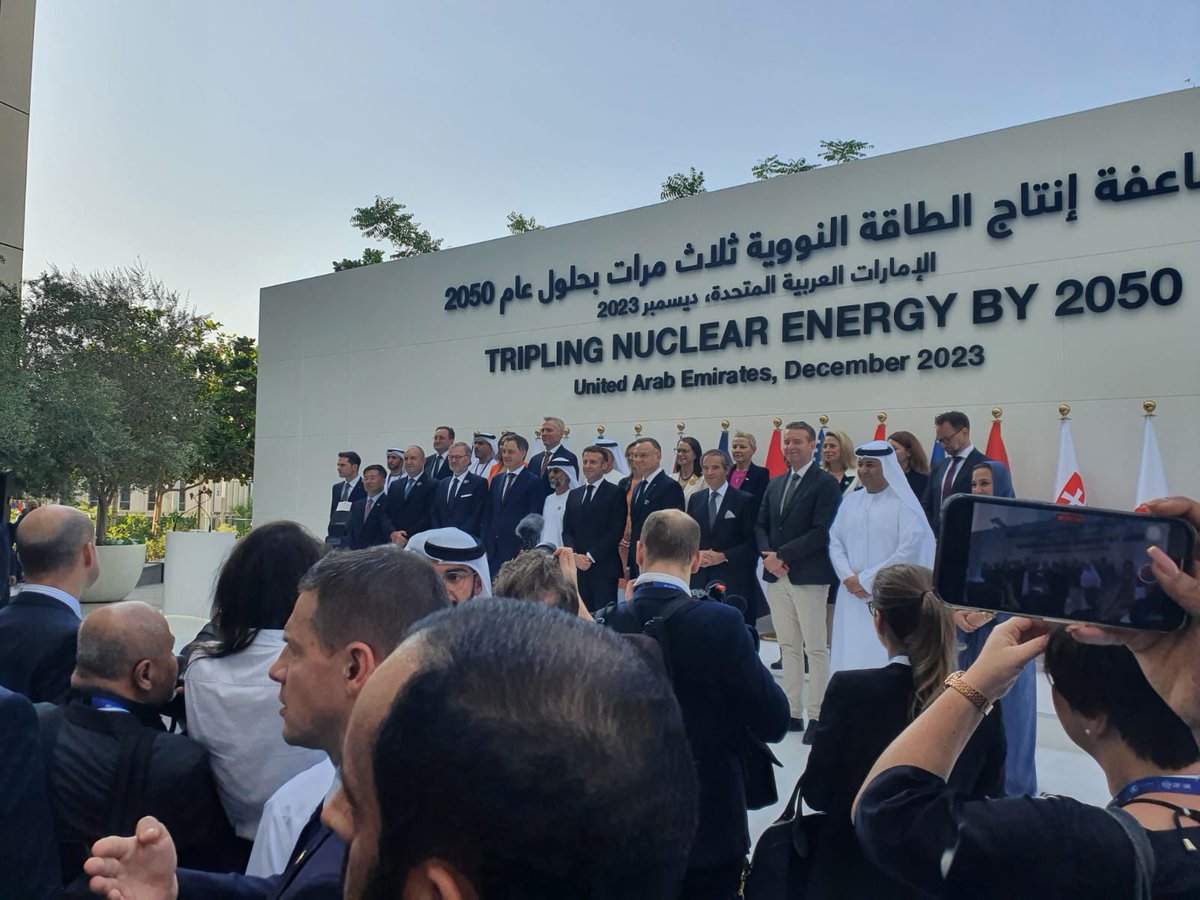Aur_Prevost_CN's tweet image. 👍 Historic moment at #COP28  in Dubaï this morning ! 22 countries have signed up to the goal of #tripling global #nuclear #energy capacity by 2050. The revival of nuclear #power is critical for cutting #carbon emissions to near zero in the coming decades.