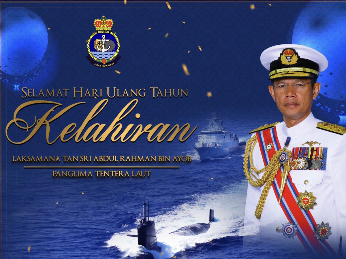 KDDuyong's tweet photo. Seluruh warga KD DUYONG mengucapkan selamat menyambut ulang tahun kelahiran ke-59 kepada Laksamana Tan Sri Abdul Rahman bin Ayob.
Semoga Tan Sri sentiasa diberi kesejahteraan dan kerahmatan berkekalan oleh Allah SWT. https://t.co/m2rckx641y