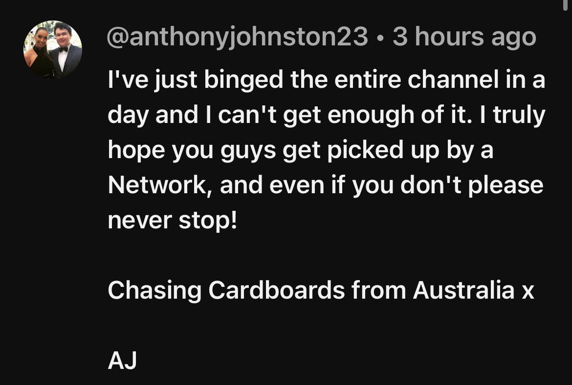 ChasingCardsTV's tweet image. AJ in Australia just watched all our episodes in one day?!!! #keepchasing