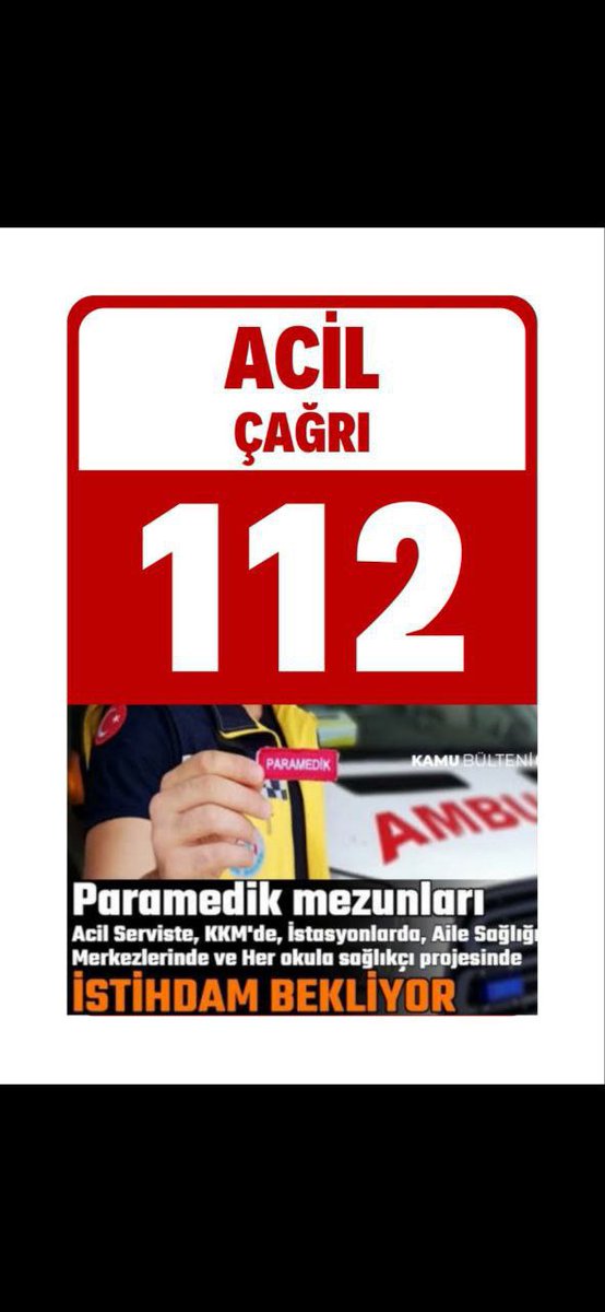 prm_acil112's tweet image. ACİL SAĞLIK HİZMETLERİNİN BEL KEMİĞİ OLAN PARAMEDİKLER YÜKSEK PUANLARLA ATANAMIYOR. ALDIĞIMIZ YÜKSEK PUANLARLA ATANMAK İSTİYORUZ.
@drfahrettinkoca 
@saglikbakanligi 
@acilafetgovtr