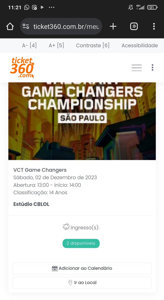 PintoBruno's tweet photo. Vendo dois ingressos meia para hoje para o #VCTGameChangers https://t.co/6sxGdSPTZw