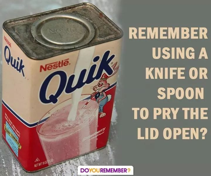wadelentz's tweet photo. My kids will never know the joy of popping this lid open. #NestleQuick https://t.co/6nKvCPFvAN