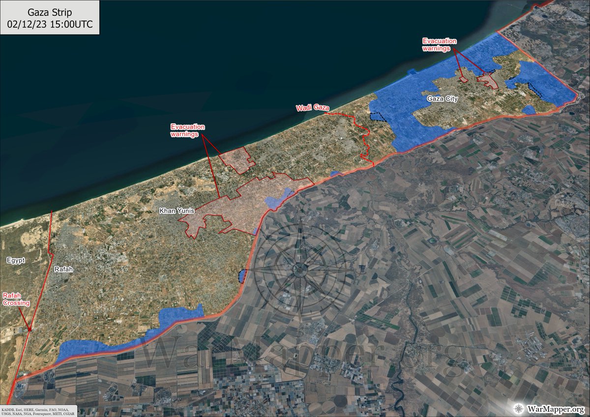 War_Mapper's tweet photo. #Gaza map update:

The temporary ceasefire in Gaza has ended and #IDF operations have resumed.

#Israel has issued #evacuation warnings in some North Gaza neighbourhoods, including the Jabalya camp.

They have also issued warnings for a large area by Khan Yunis, in Southern Gaza. https://t.co/h2bSdmwgkj