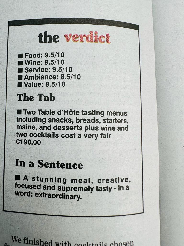 “one of the most thrilling dining experiences in the country - <a href="/LesliesWineFood/">leslie williams</a> reviews West <a href="/thetwelvehotel/">The Twelve Hotel</a> for <a href="/irishexaminer/">Irish Examiner</a>. “A stunning meal, creative, focused and extremely tasty - in a word: extraordinary”  with a wine list that is “one of the best in the country” 🔥🔥
