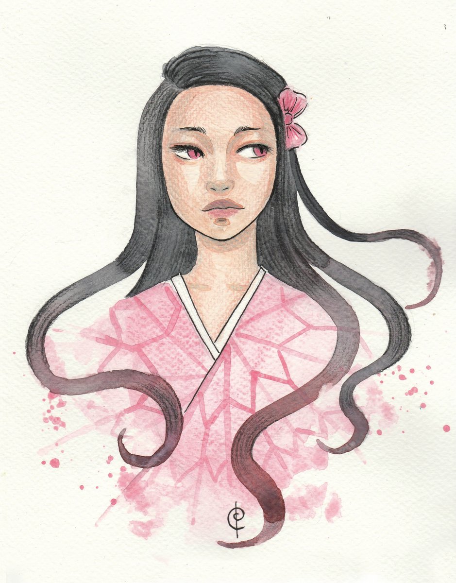 ReinaBruja_Art's tweet photo. Nezuko, Kimetsu no Yaiba.
Acuarelilla y lapices de colores.
.
#Fanart #Ilustración #Nazuko #kimetsunoyaiba https://t.co/hmKbt9bJb3