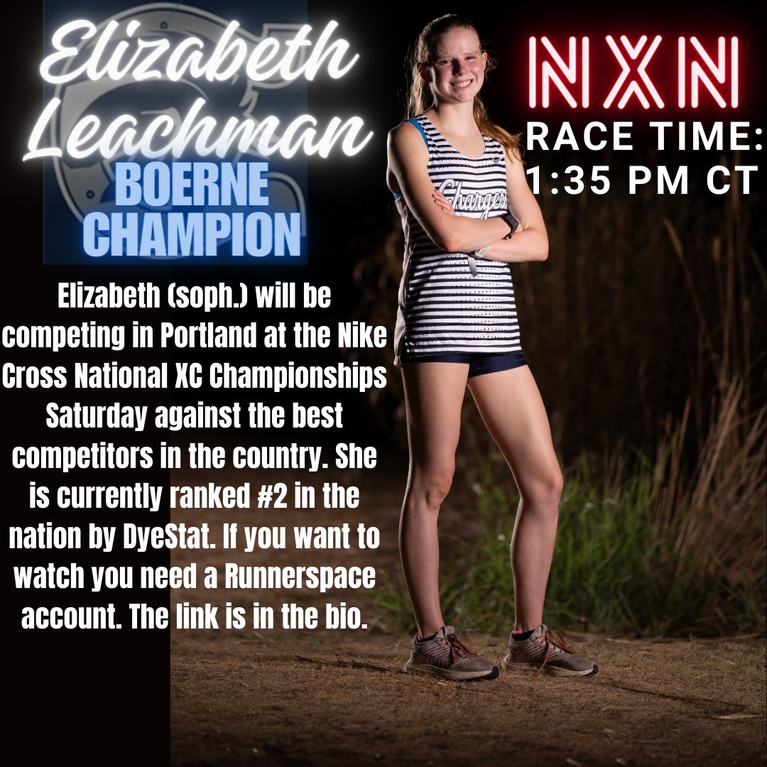 We Are Champion Track/XC (@chschargertrack) on Twitter photo Go Elizabeth!!!!
Here is the webcast link: nxn.runnerspace.com/eprofile.php?e…
<a href="/BoerneISD/">Boerne ISD</a> <a href="/BoerneStarSport/">Boerne Star Sports</a> <a href="/LeechStan/">Boerne ISD Athletics</a> <a href="/SamChampionHS/">Samuel V. Champion High School</a> <a href="/ChargerBoosters/">Charger Booster Club</a> <a href="/TXMileSplit/">Texas MileSplit</a> Go Elizabeth!!!!
Here is the webcast link: nxn.runnerspace.com/eprofile.php?e…
<a href="/BoerneISD/">Boerne ISD</a> <a href="/BoerneStarSport/">Boerne Star Sports</a> <a href="/LeechStan/">Boerne ISD Athletics</a> <a href="/SamChampionHS/">Samuel V. Champion High School</a> <a href="/ChargerBoosters/">Charger Booster Club</a> <a href="/TXMileSplit/">Texas MileSplit</a>