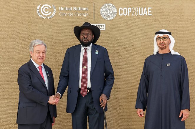 EAC_IPU_UG's tweet photo. President Salva Kiir @StateHouse_J1 with H.H @MohamedBinZayed Al Nahyan, President of the United Arab Emirates & Ruler of AbuDhabi, and @UN Secretary-General @antonioguterres, at the #UNClimateChangeConference @COP28_UAE, Expo City Dubai, UAE.
@SouthSudanGov @EastAfricaGov https://t.co/SDSakv5tDo