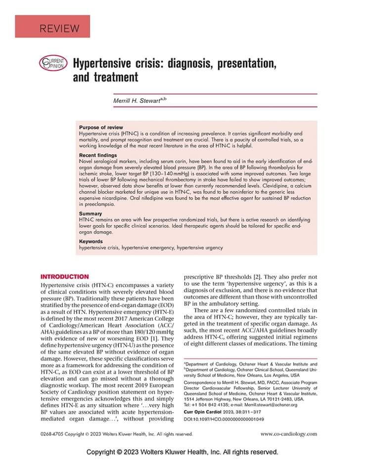 ZHeart11768530's tweet photo. Hypertensive crisis: diagnosis, presentation, and treatment #2023Review 

https://t.co/eIhDCZ9K79
#Cardiology #catdioTwitter #cardioEd https://t.co/p1xBunaBys