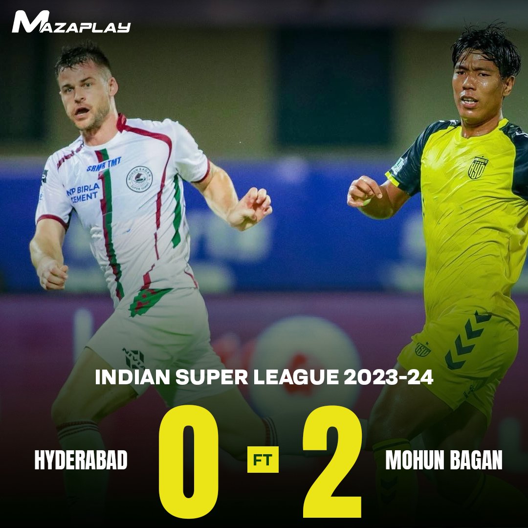 The unbeaten streak continues for Mohun Bagan FC. They secured a 2-0 victory against Hyderabad FC in today's Indian Super League clash.

#MohunBagan #HyderabadFC #Hyderabad #Kolkata #ISL #IndianSuperLeague #UnbeatenStreak #Footballcraze #IndianFootball #MazaPlay