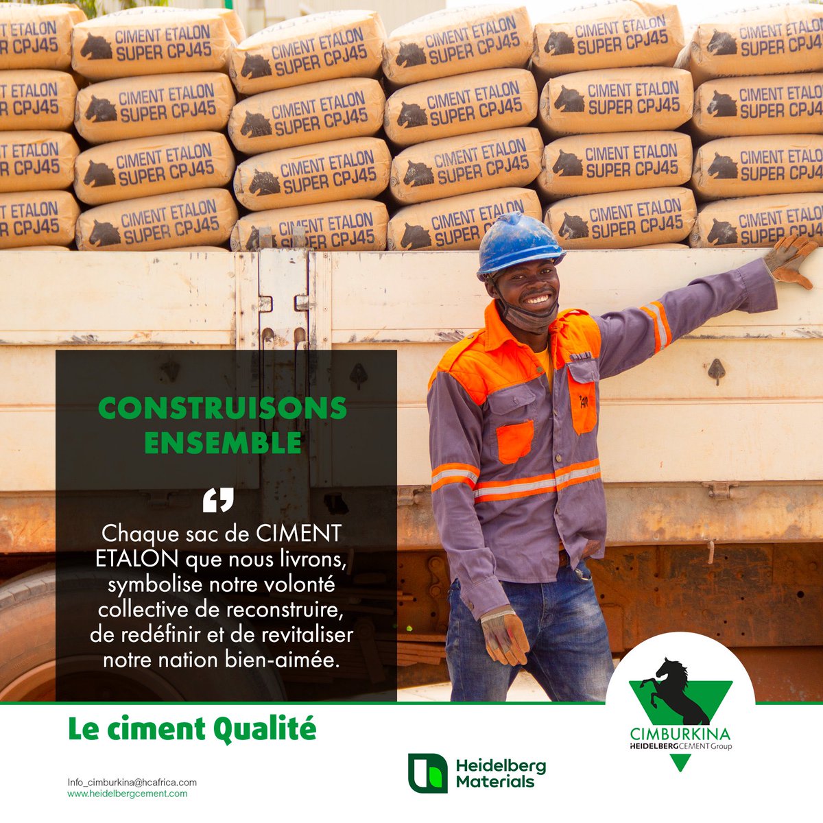 CimburkinaO's tweet image. CONSTRUISONS ENSEMBLE

Chaque sac de CIMENT ETALON que nous livrons, symbolise notre volonté collective de reconstruire, de redéfinir et de revitaliser notre nation bien-aimée.

 #cimburkina #ciment #batisseurs  #architecte #construction #cimenterie #cimentetalons #bâtissons
