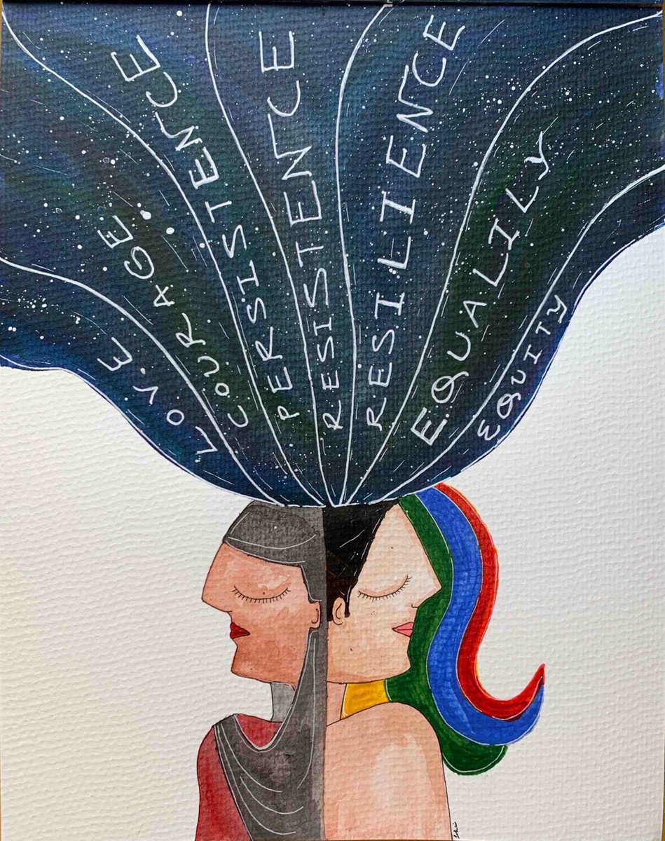 ThinkCREA's tweet photo. Embracing the theme of inclusive feminism, Sohini Ganguly's "Persistence" delves into the rights of those sidelined due to their sexual identities. 
#16DaysofArtivism #ThinkCREA https://t.co/kVDpcxxrDu