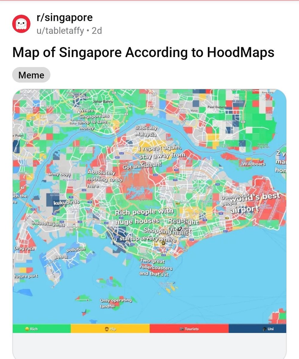 kosherjellyfish's tweet photo. I haven't open #hoodmaps for Singapore on my laptop yet but heh I live in "Absolutely nothing to do here". https://t.co/VSpLP0QmfH