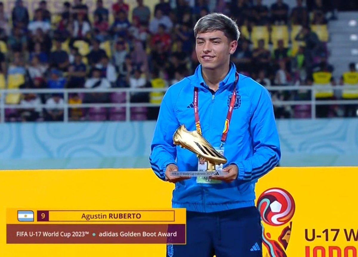 la12twitera's tweet photo. 👏👏👏👏 Felicitaciones a Agustín #Ruberto por ser el GOLEADOR del #MundialSub17 🇦🇷🇦🇷🇦🇷 #GoldenBoot #BotinDeOro https://t.co/mTKMyveunM