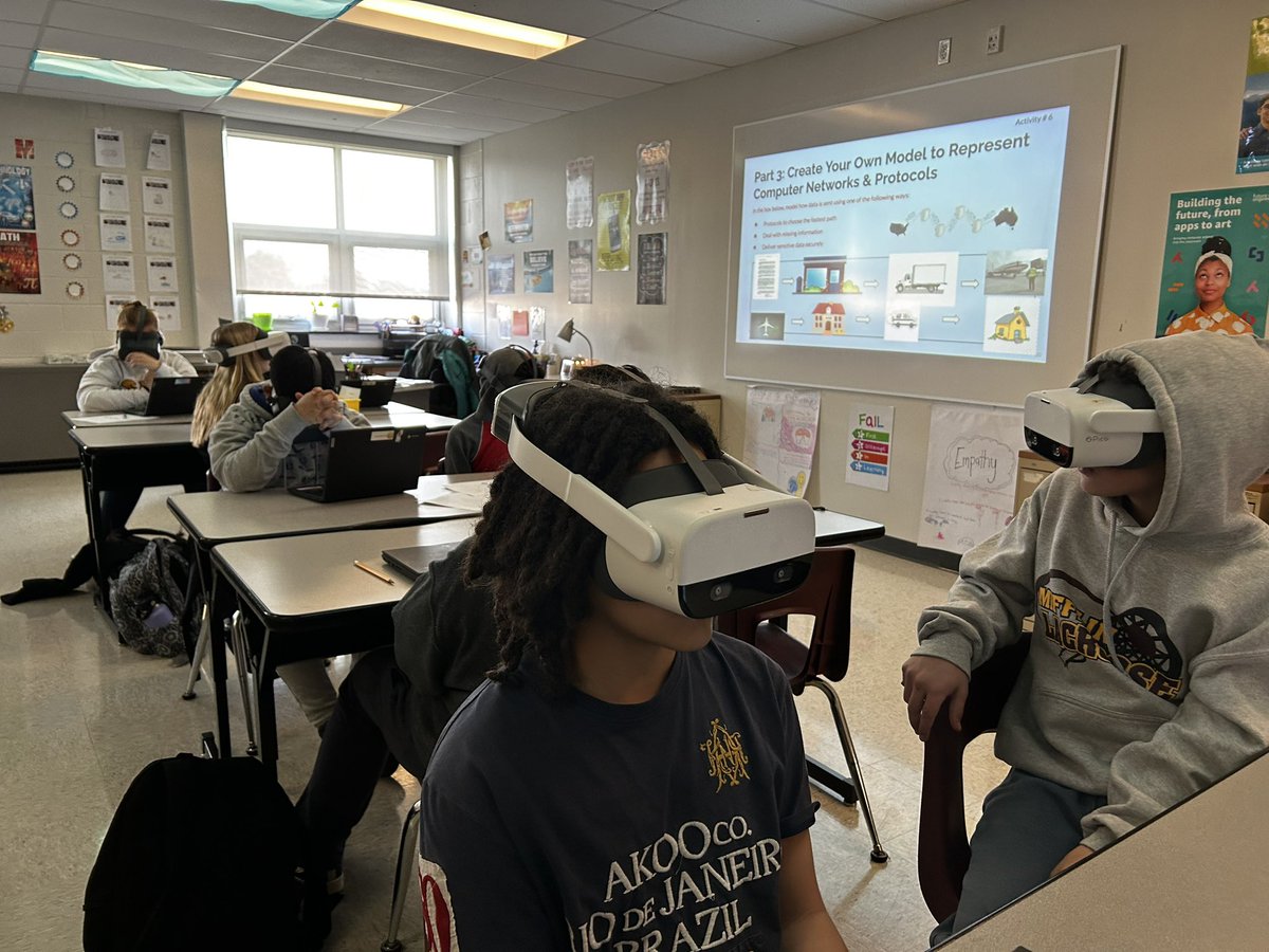 RickLapi's tweet image. Exciting day at @GovMifflinMS w/the power of education! 🚀 Middle school students delving into the world of CPU creation through VR with Mrs. Folk. 🧠💻 Imagine the possibilities when learning becomes immersive! #VirtualRealityEducation #mifflinsd