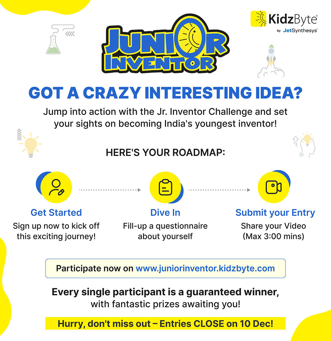 KidzByte's tweet photo. Invent, Present, and Win with a Grin! Join the Jr. Inventor Challenge – just sign up, spill your genius in a video, and voilà – prizes galore!

Submit your entries now! https://t.co/LKZ1ST3t23 
 
Hurry, the clock's ticking till Dec 10th!
#InventorsOfTomorrow #JuniorInventor https://t.co/ciWEiiWTQW