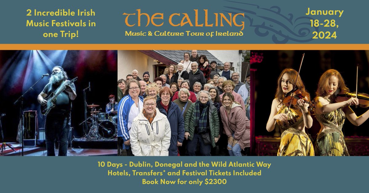 It’s not too late to register for a trip of a lifetime. ☘️ 🛩️ 

Join us for The Calling, a unique music and cultural tour and the perfect opportunity to enjoy an authentic and educational experience in Ireland January 18-23, 2024 👉 bit.ly/40ynpMR