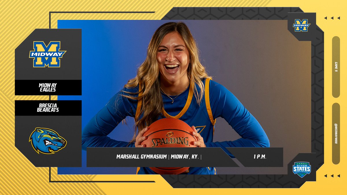 GoMidwayEagles's tweet photo. 🚨 GAMEDAY 🚨

@MidwayWbb 🆚 Brescia
📍: Midway, Ky.
⏰: 1 p.m. ET
📈: https://t.co/cs8TJYb3AJ
📺: https://t.co/Lt0Q0PscUP https://t.co/KWTqedIweh