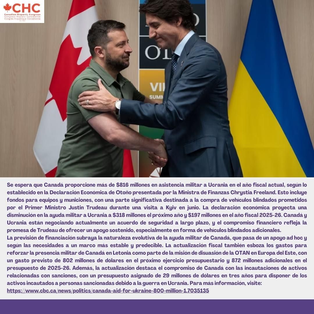 Canada's aid for Ukraine set to surpass $800 million this year 🇨🇦🤝🇺🇦💰 #unmillonjuntos #CHC #1millonstrong #noticias #hispanxs #latinxs #news #CanadaAid #UkraineSupport #MilitaryAssistance #NATO #Sanctions