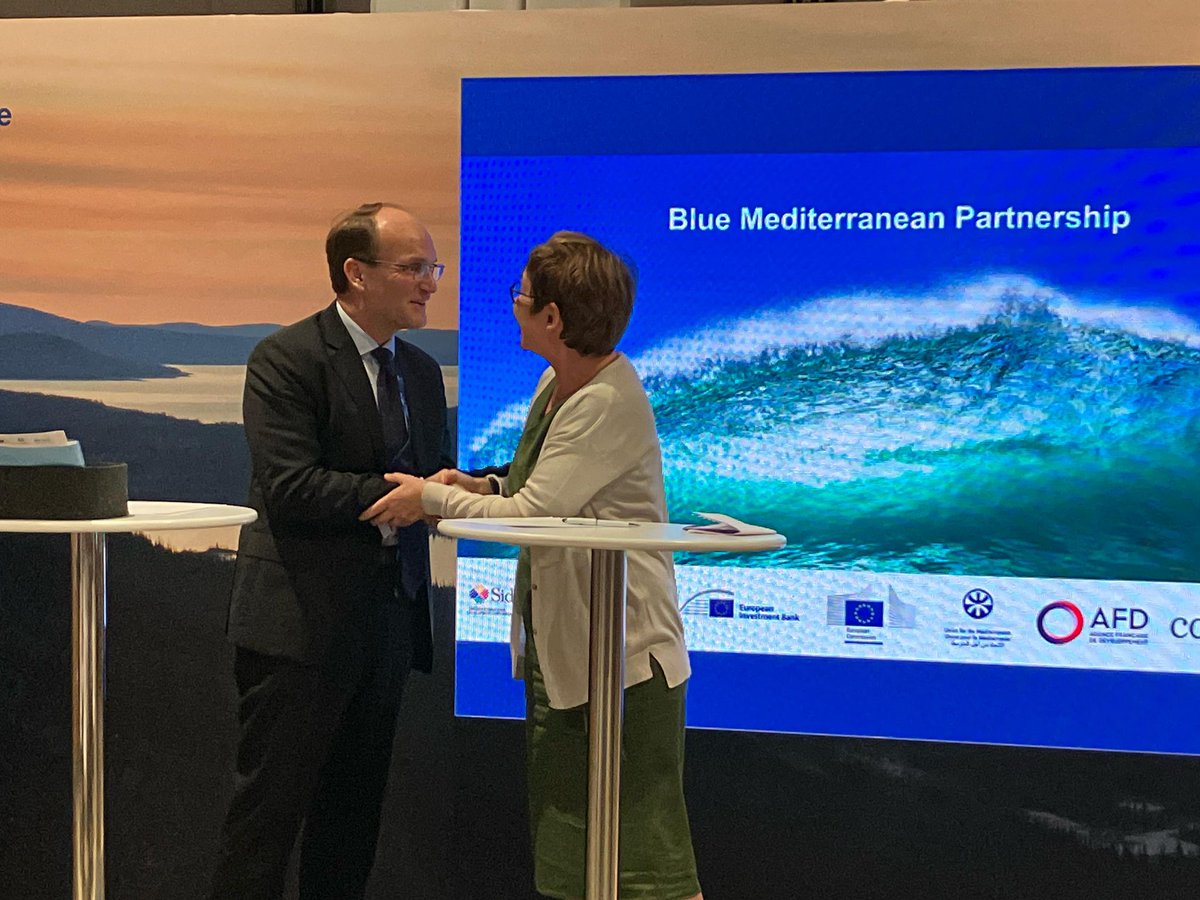 The Blue Mediterranean Partnership steps up support for sustainable blue economy investments.

Proud to have signed new agreements with <a href="/EIB/">European Investment Bank</a> <a href="/EU_MARE/">EU Maritime & Fish</a> <a href="/EU_Commission/">European Commission</a> <a href="/UfMSecretariat/">Union for the Mediterranean</a> <a href="/Sida/">Sida</a> <a href="/AFD_en/">AFD_en 🇫🇷 🇪🇺</a>  <a href="/GruppoCDP/">Cassa Depositi e Prestiti</a> <a href="/KfW_int/">KfW</a> 

ebrd.com/news/2023/blue…  

<a href="/COP28_UAE/">COP28 UAE</a>