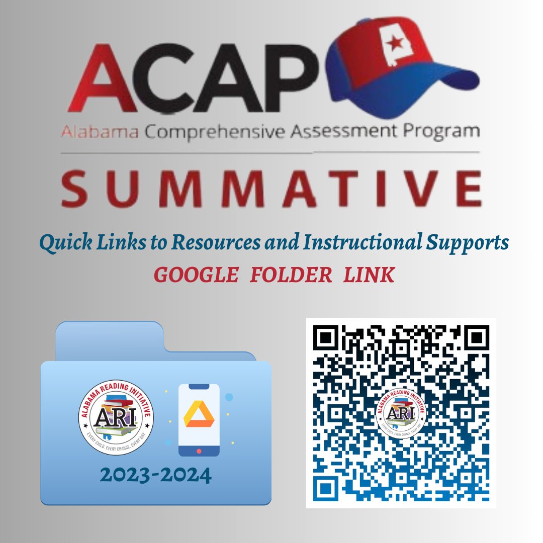 📢ATTENTION: This folder has been updated to include an informational PowerPoint presentation about the ACAP Summative Practice Test!

📊Reports will be available:
✅By content area (ELA, math, and science)
✅By reporting category
✅By standard 

drive.google.com/drive/folders/…