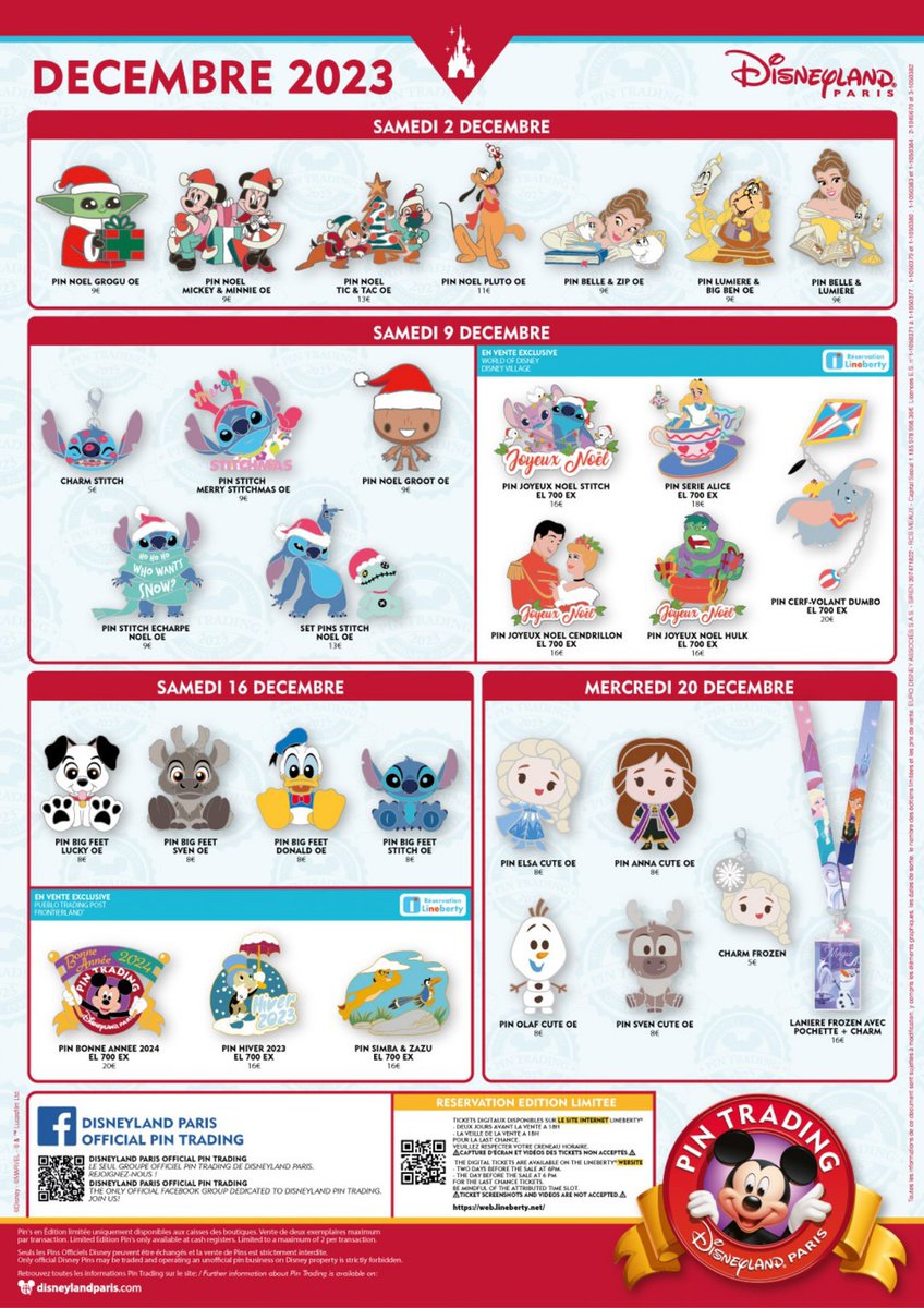 Een nieuwe maand dus ook weer nieuwe pins! Uiteraard een hoop pins in kerst thema 🎄Let op dat je voor sommige pins ene reservering dient te doen in de Lineberty app.