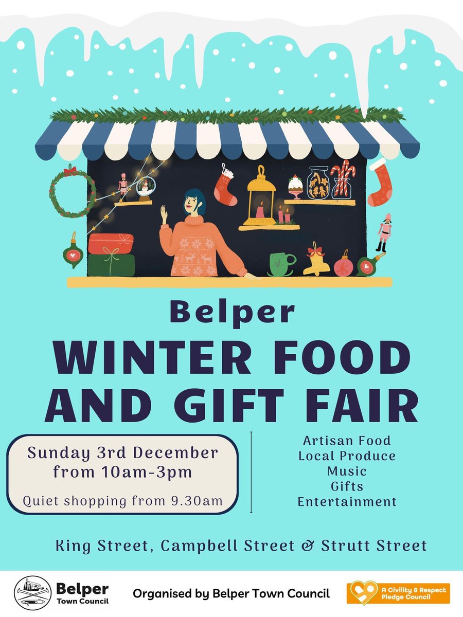 Throughout December we’re open on Sundays 10-4. Starting tomorrow for Belper food festival.