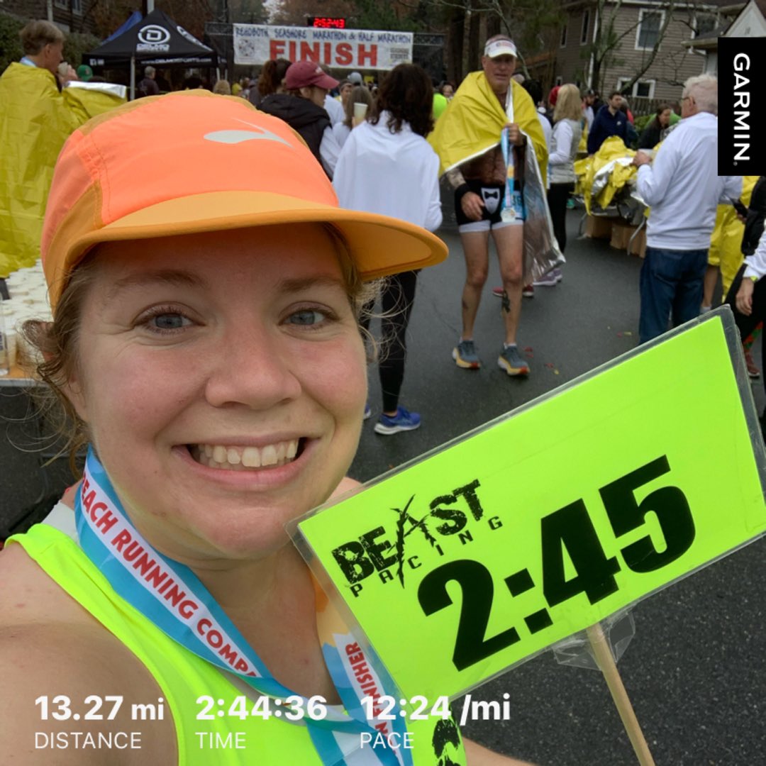 I paced my 15th half marathon today at the @RBRCrunning Half Marathon! This was my sixth year in a row pacing this race with @beastpacing. Official time: 2:44:33! 🏖️ 🏃🏼‍♀️ 🏅 

#bibchat #bibravepro #rehobothbr #sponsored