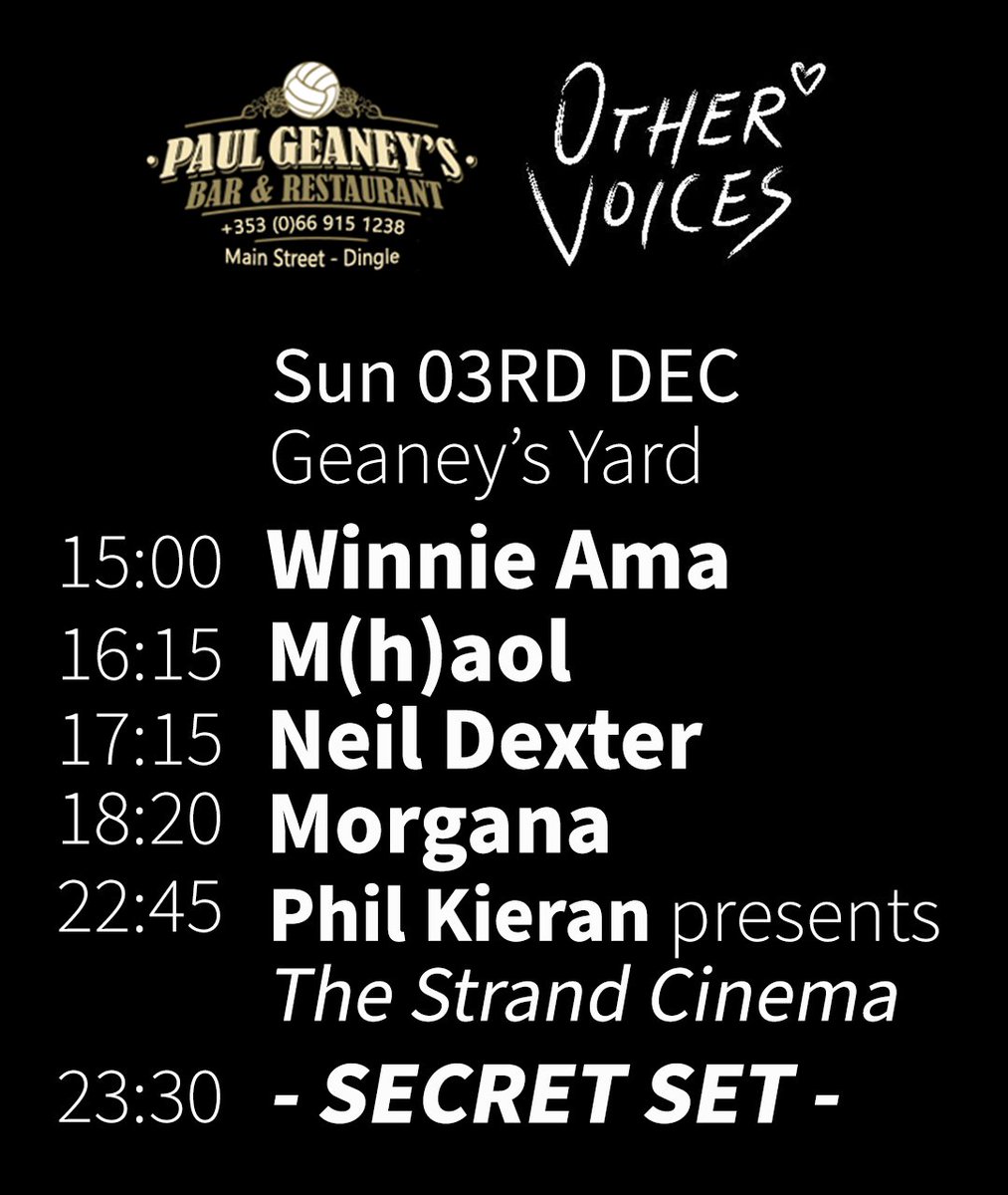 Sunday 3rd Dec - Day 3 of Other Voices at Geaney's.....

Get all the details on othervoices.ie

#paulgeaneysbar #dingle #OV2023