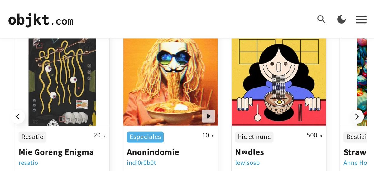 My noodle art is on objkt front page along with many other awesome art! Check out the #indomielove event 🍜💖