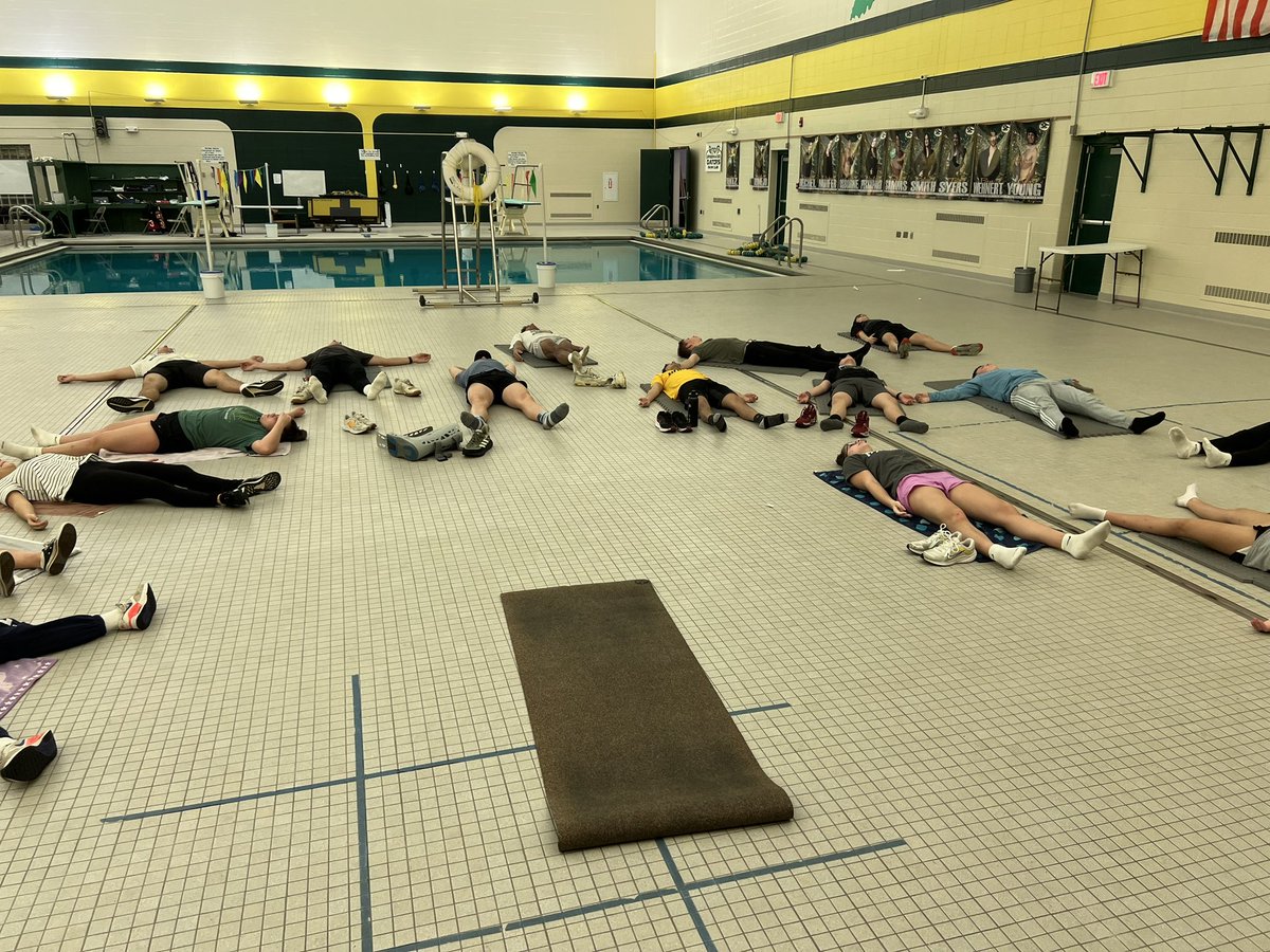 Returned to the pool deck today to lead restorative yoga. I love my @GHS_SwimAndDive babies 💚