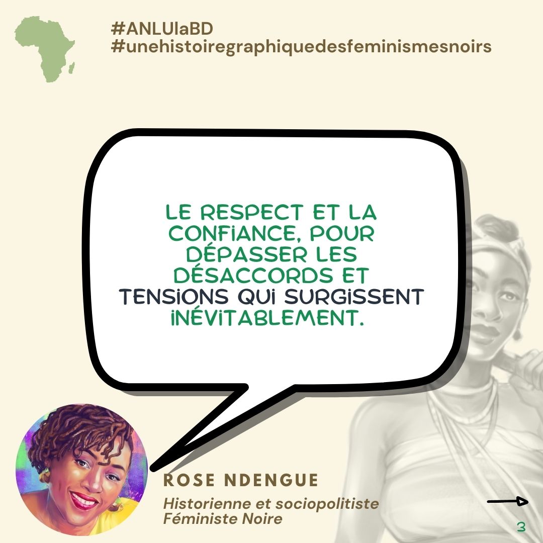 AnluLaBD's tweet photo. Après le POV de @CBAHANAG 
Celui de @rose_tande : Travailler à 4 sur le projet #ANLUlaBD nécessite de cultiver le respect et de construire une relation de confiance...
#unehistoiregraphiquedesfeminismesnoirs 🔽🔽 https://t.co/Mdcu60XXL6