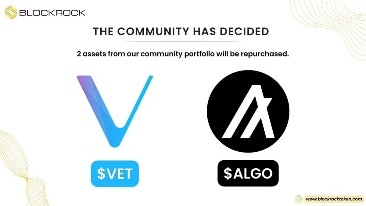 bagxtoken's tweet image. The Community has decided 📢

$VET and $ALGO will be repurchased as they are already a Part of our BlockRock Community Portfolio ✅

#blockrock #vechain #Algorand