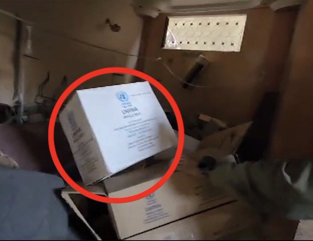 jacksonhinkle's tweet photo. @Israel @UNRWA 🚨🇮🇱 Everything in the room is old and dusty — except for the UNRWA boxes! looks like this was STAGED! https://t.co/0KBJ3DhlLx