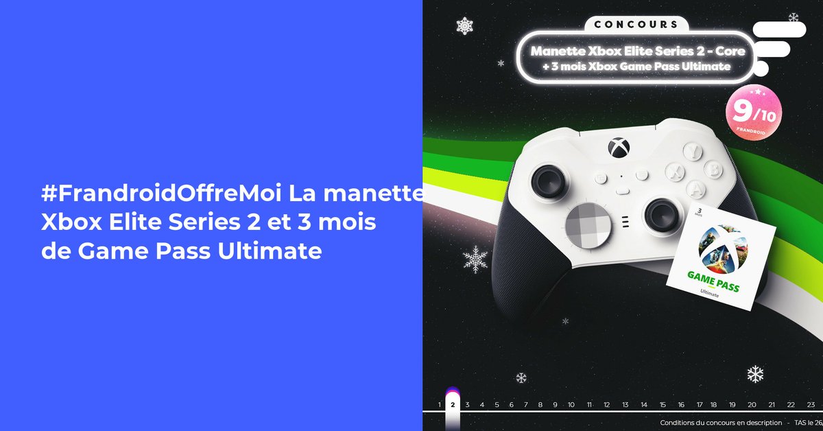 Frandroid's tweet photo. #FrandroidOffreMoi La manette Xbox Elite Series 2 et 3 mois de Game Pass Ultimate
👉 https://t.co/4cSsl3Yx4R https://t.co/SulSEBm8Ec