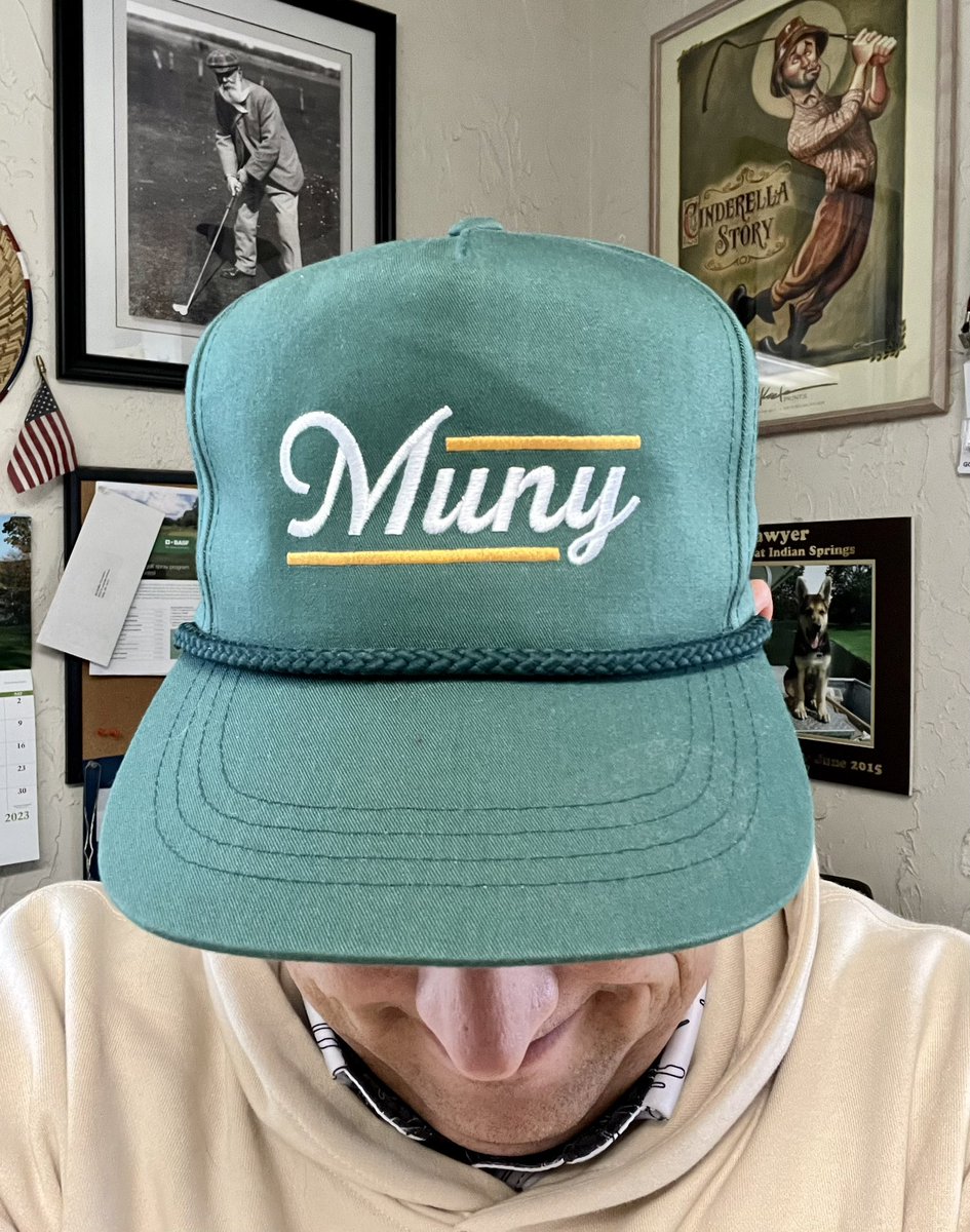 GolfsoupJones's tweet photo. Day 336! Here’s to all the munis, small budget, and mom and pop courses that make this game of golf so fun!! @links_national #savemuny #golfIS #365hats https://t.co/yHSDmmE0Fc