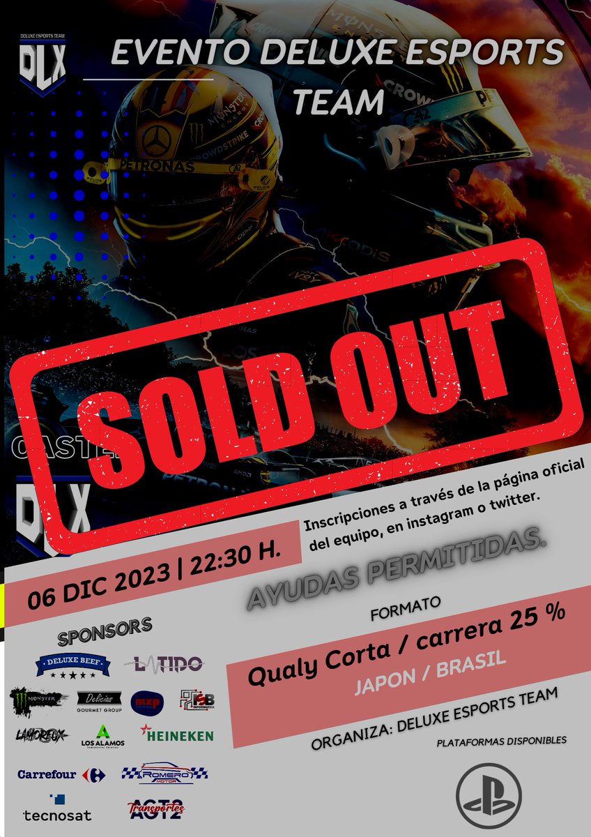 deluxef1esports's tweet photo. Gracias a todos.
Los tres eventos de navidad de los dias 6, 13 y 20 los tenemos completos.
#nosocialhate #godlx https://t.co/BH8q542XGx