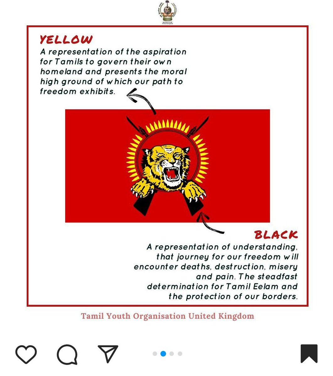 iThamizhi's tweet photo. Flag of Tamil Eelam and what it represents 👇🏾

தமிழ் ஈழத்தின் கொடி ❤💛

Credit: TYO_UK
#அறிவோம்ஈழம் https://t.co/eAOSglSPmm