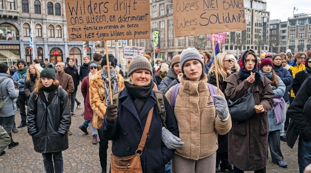 grappa____'s tweet image. Nog geen 100 mensen op anti Wilders demo.
Wat valt op?