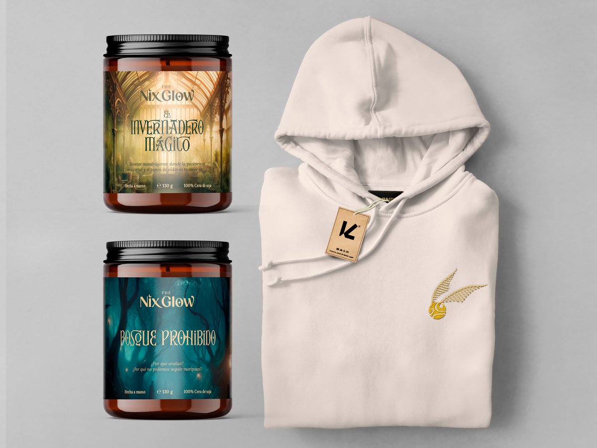 KornerLabs's tweet photo. En colaboración con The Nix Glow (@thenixglow), os presentamos nuestro primer pack ‘Wizard’ para nuestros fans del Mundo Mágico ⚡️🕯️🪄

Incluye 2 Velas aromáticas inspiradas en el mundo de Harry Potter + Sudadera bordada ‘Snitch’ disponible en 2 colores.

https://t.co/eO9YVmsInO https://t.co/TgltDJM3cm