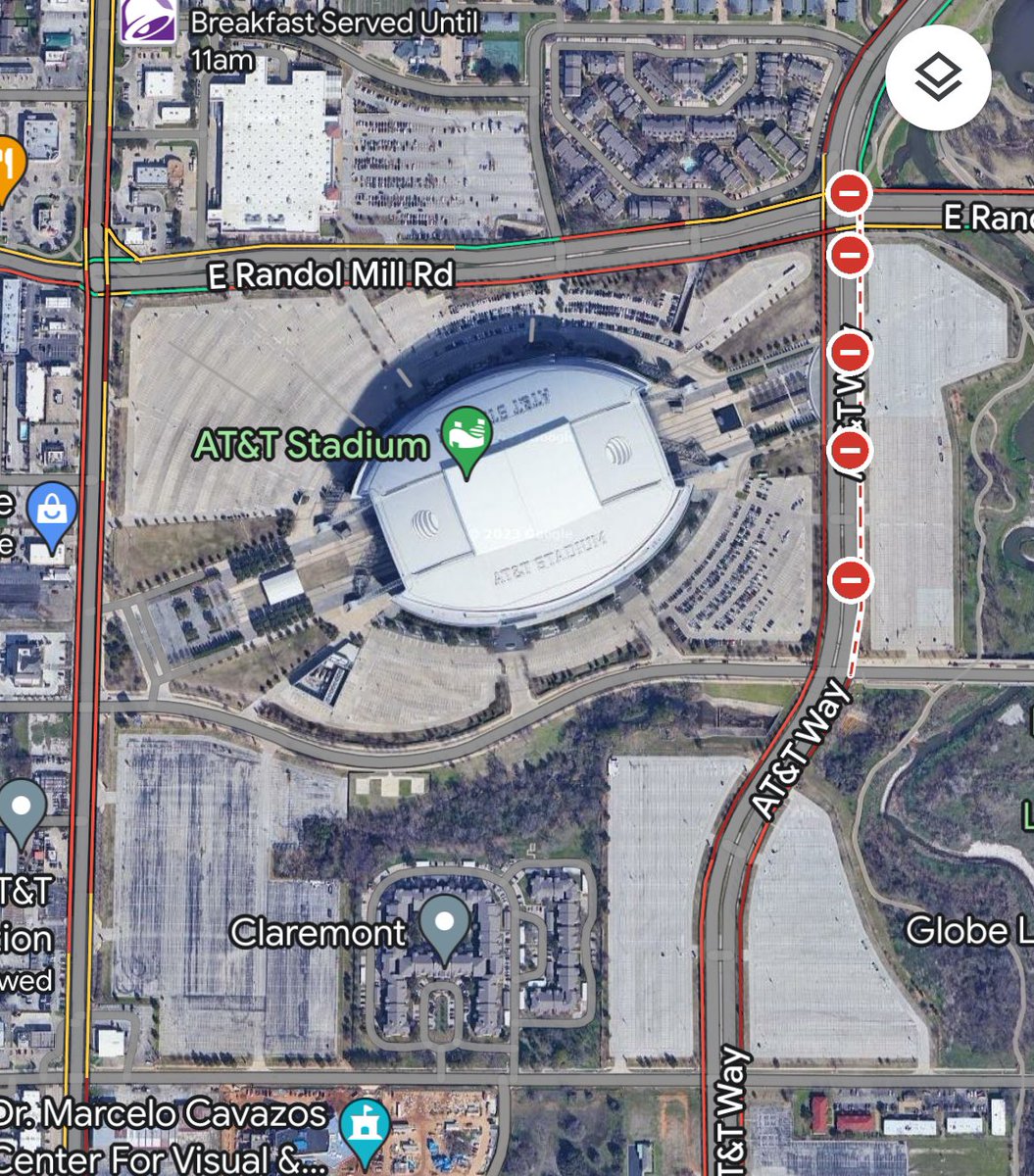 stevend747's tweet photo. It is a complete policy failure that the Arlington TX Entertainment District was allowed to develop without ANY public transportation options. Expensive surface lots galore… https://t.co/YdDO3pS8hY