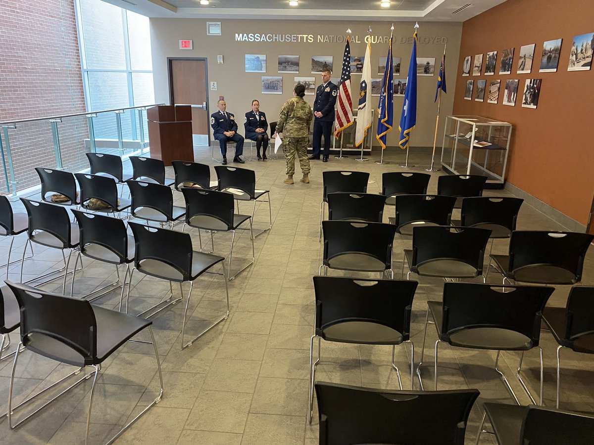 OfficialMassANG's tweet photo. We’re prepping for a ceremony here at the @TheNationsFirst Joint Force Headquarters at @Hanscom_AFB today. Details soon! #NationsFirst https://t.co/LDzxQrQUBz