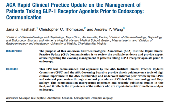 GLP-1 & Endoscopy AGA clinical update 📎tinyurl.com/bdd4zh8d 🔸Liquid diet fr 24 hrs better than stopping GLP-1RA 🔸Pts on GLP-1: No n/v etc., ➡️endoscopy 🔸Pts with symptoms: Ultrasound/ intubation/defer